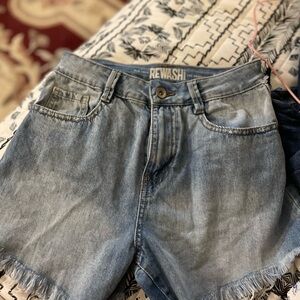 Rewash Blue Jean Shorts with Distressed Detailing